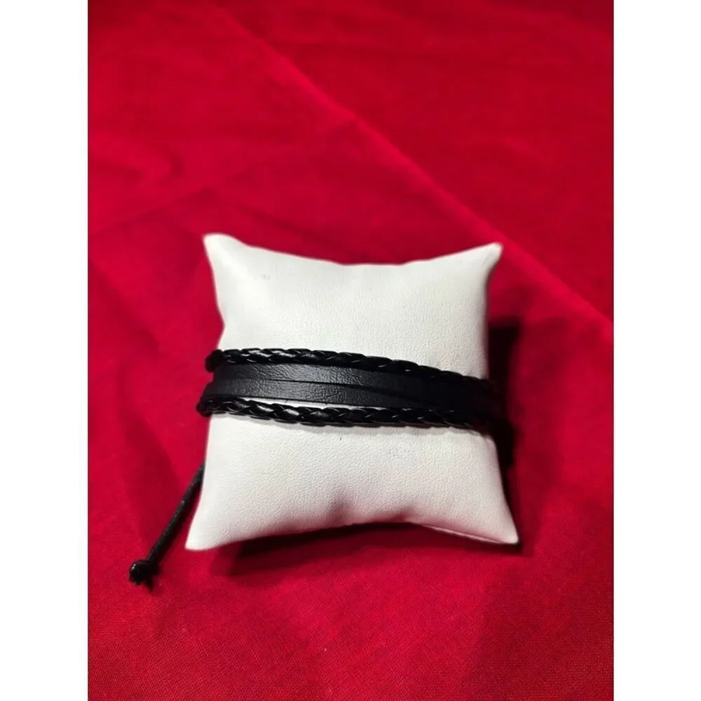 New! Decorative Leather Bracelet Men Wrap Handmade Wristband Adjustable
